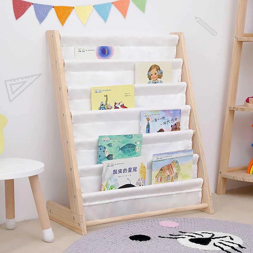 Ginger Home Organizator pentru cartireviste copii Natur cu 6 rafturidimensiune 64x30x79 cm