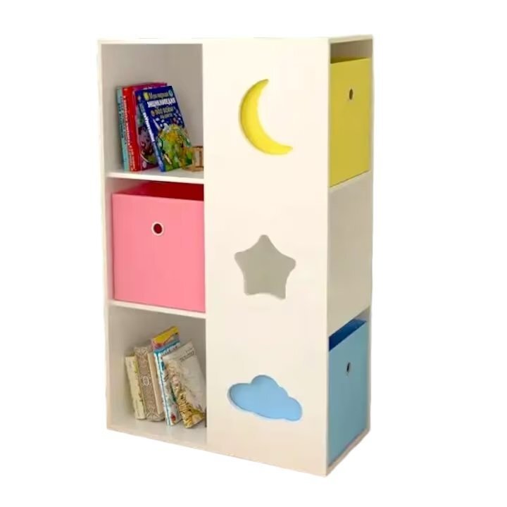 Ginger Home Organizator pentru jucarii si carti cu polite si 3 cutii depozitare Sky