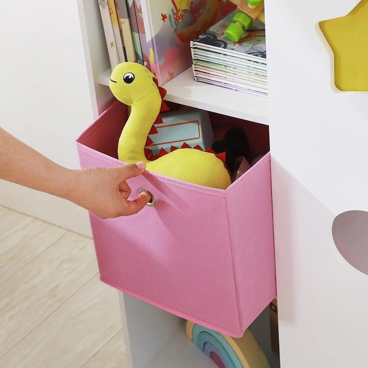 Ginger Home Organizator pentru jucarii si carti cu polite si 3 cutii depozitare Sky