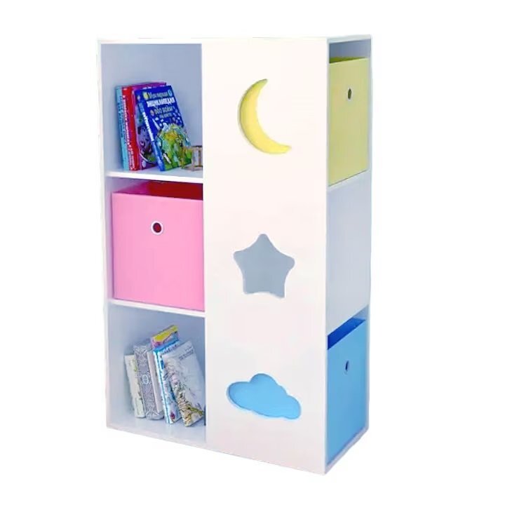 Ginger Home Organizator pentru jucarii si carti cu polite si 3 cutii depozitare Sky