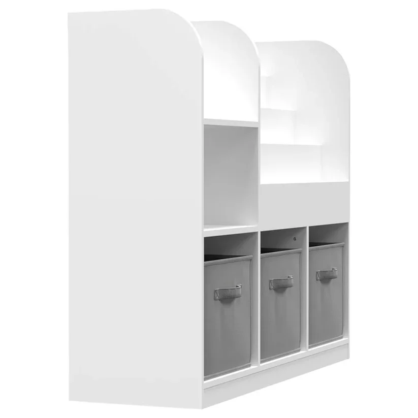Ginger Home Organizator pentru jucarii si carti Montessori Alb cu 3 cutii4 rafturi carti si 2 politerealizat din mdfdimensiune 92x30x80 cm