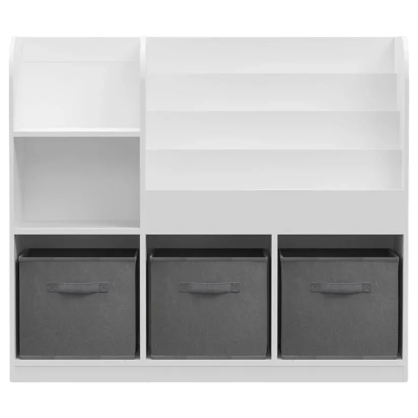 Ginger Home Organizator pentru jucarii si carti Montessori Alb cu 3 cutii4 rafturi carti si 2 politerealizat din mdfdimensiune 92x30x80 cm
