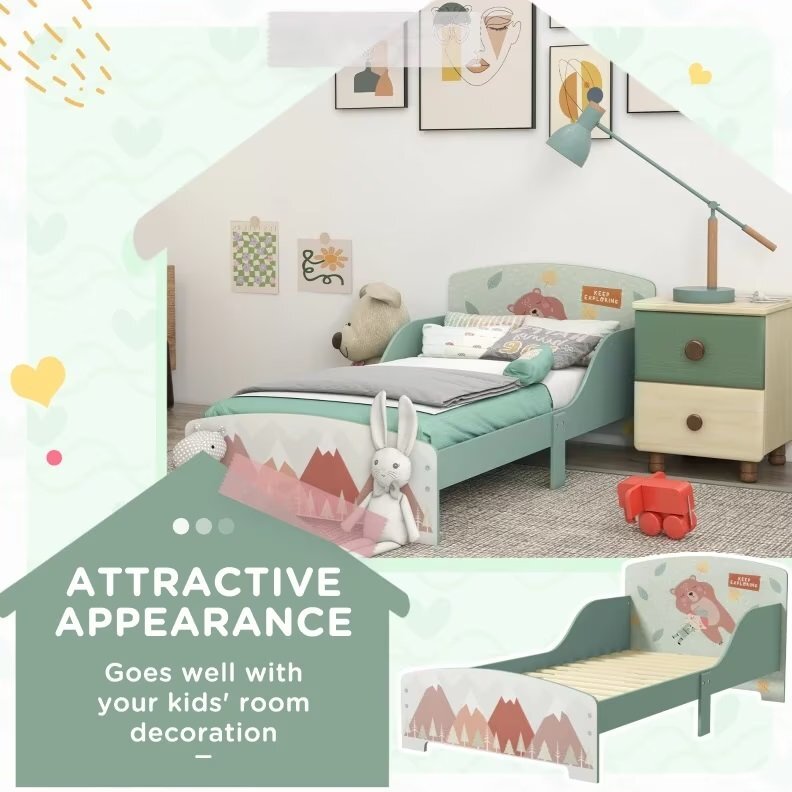Ginger Home Pat junior din lemn 130x70 cm cu laterale protectie Forest