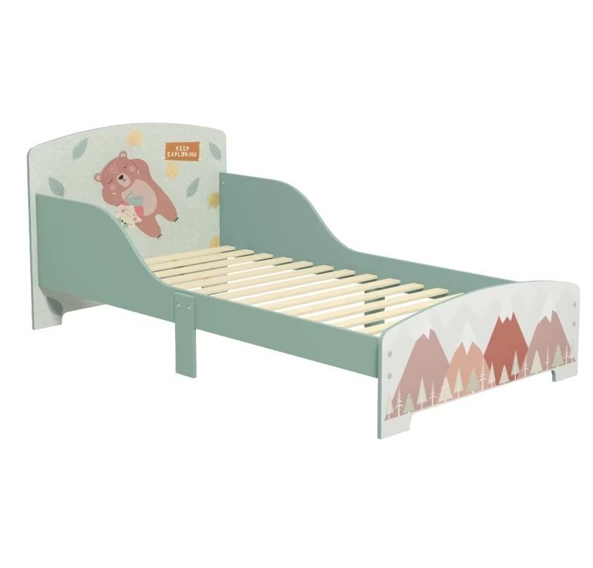 Ginger Home Pat junior din lemn 130x70 cm cu laterale protectie Forest