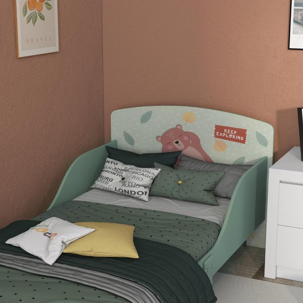 Ginger Home Pat junior din lemn 130x70 cm cu laterale protectie Forest