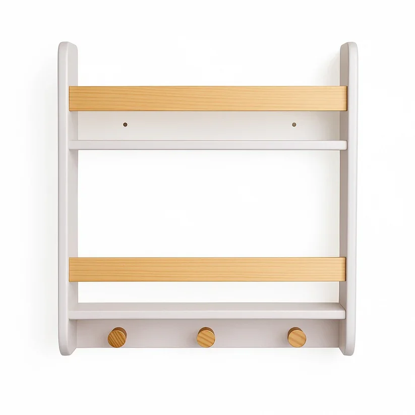 Ginger Home Raft 2in1 organizator jucariicartiaccesorii si cuier pentru copii Wall Storage Albrealizat din lemn