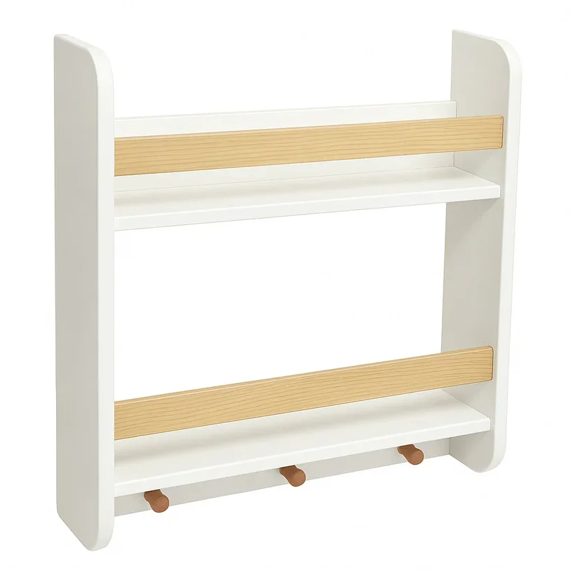 Ginger Home Raft 2in1 organizator jucariicartiaccesorii si cuier pentru copii Wall Storage Albrealizat din lemn