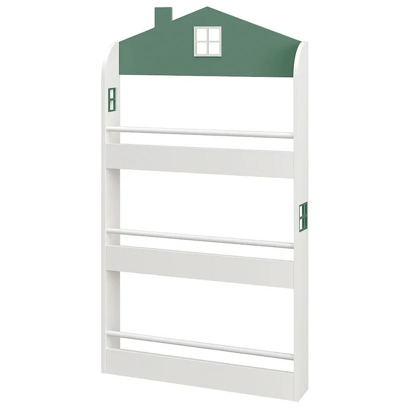 Ginger Home Raft organizator pentru carti si reviste model Casuta Montessori cu 3 rafturirealizat din MDFdimensiune 60x12x106 cm