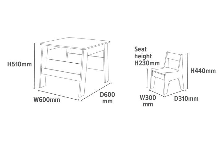 Ginger Home Set masuta cu 2 scaunele din lemn AlbAlbastru cu raft de depozitare cartiblat cu deschidere pentru creioane si accesoriicolturi si margini rotunjitedesign modern si elegantdimensiune masa 60x60x51 cm