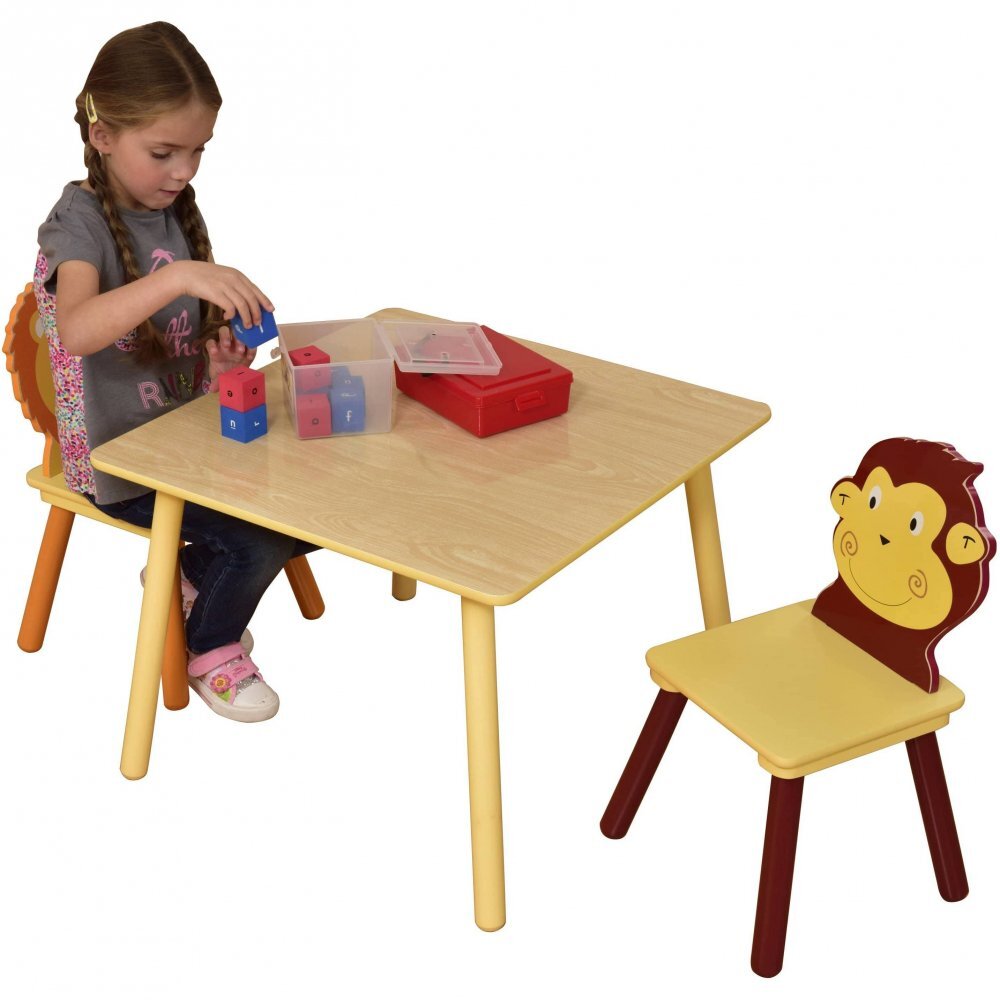 Ginger Home Set masuta cu 2 scaunele din lemn Animals