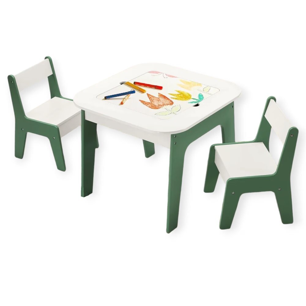 Ginger Home Set masuta cu 2 scaunele din lemn Forest cu blat multifunctional pentru Legotabla neagra si albacompartiment de depozitare pentru blocuri constructiijucariicartiaccesoriiideal pentru cresacolt de studiu