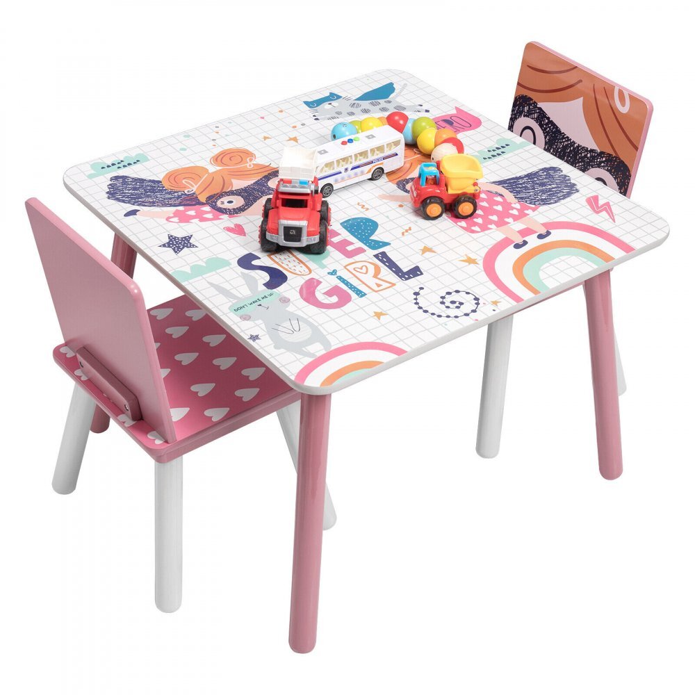 Ginger Home Set masuta cu 2 scaunele din lemn Super Girl