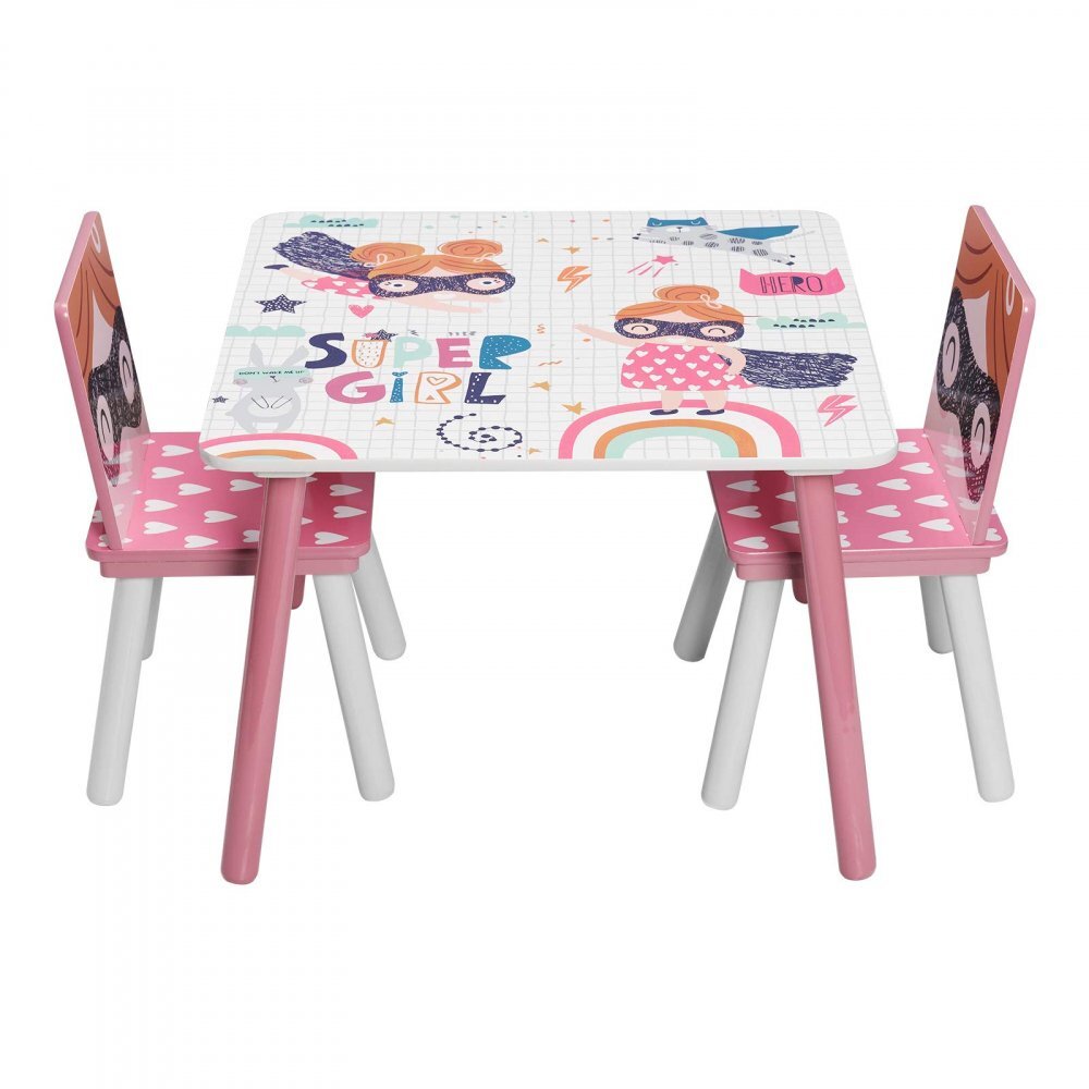 Ginger Home Set masuta cu 2 scaunele din lemn Super Girl