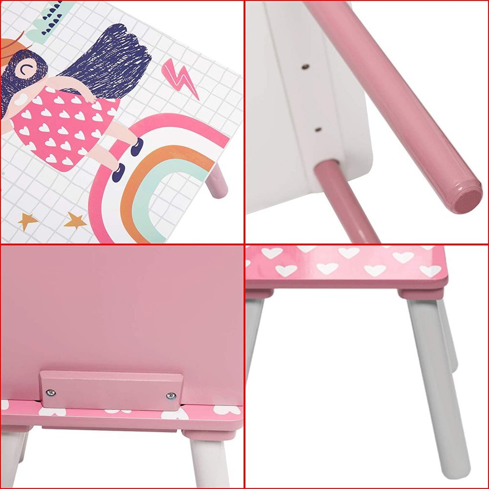 Ginger Home Set masuta cu 2 scaunele din lemn Super Girl
