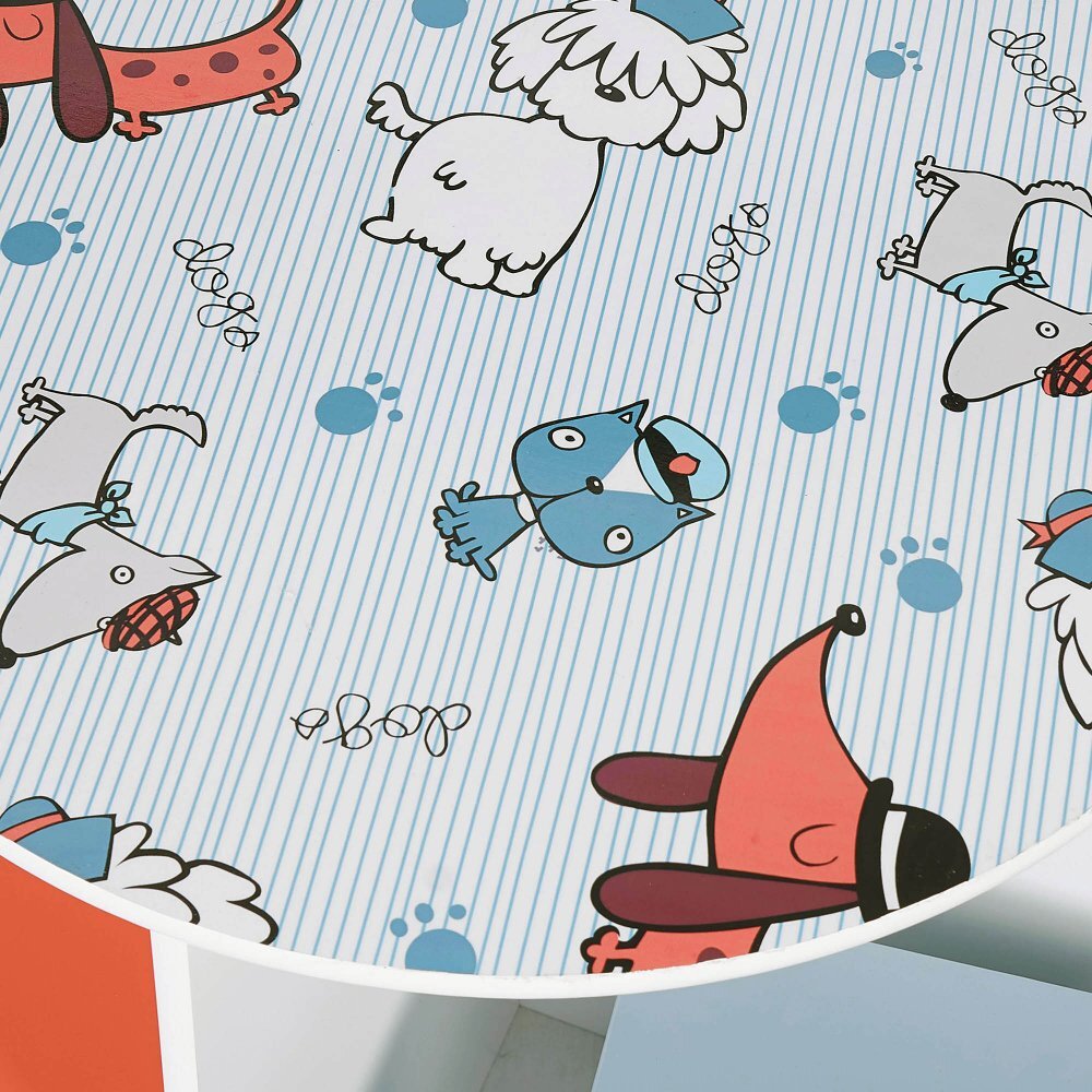 Ginger Home Set masuta cu 4 scaunele din lemn cu design compact Dogs