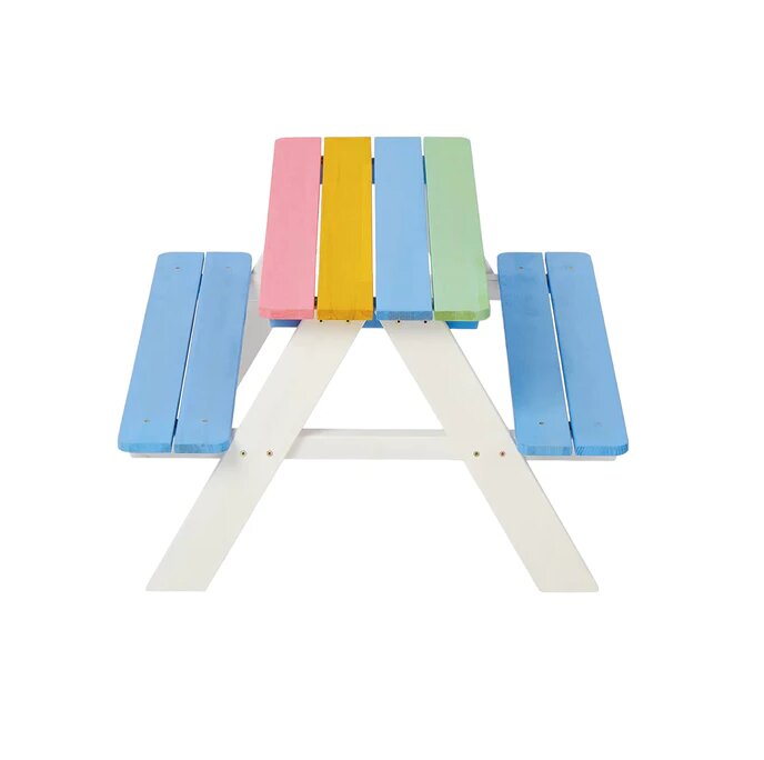 Ginger Home Set masuta cu bancute din lemn pentru copii Rainbow utilizare in gradina curte balcon cat si in interiorul camerei copiilor