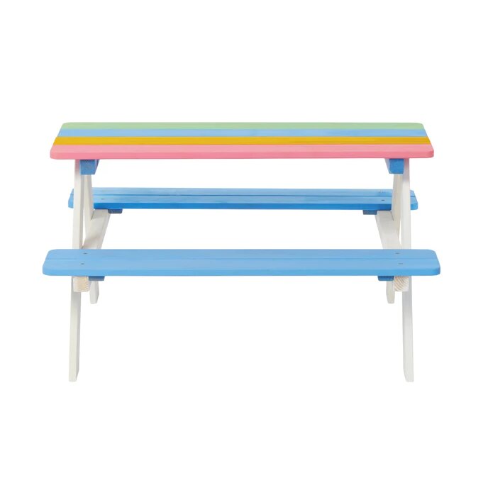 Ginger Home Set masuta cu bancute din lemn pentru copii Rainbow utilizare in gradina curte balcon cat si in interiorul camerei copiilor