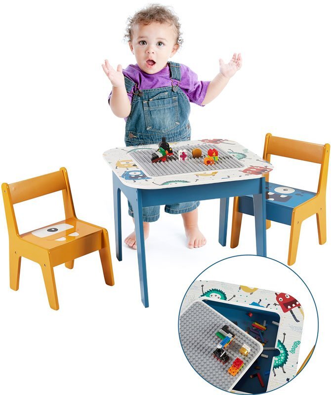 Ginger Home Set masuta cu placa pentru LEGO si 2 scaunele din lemn Ghosts