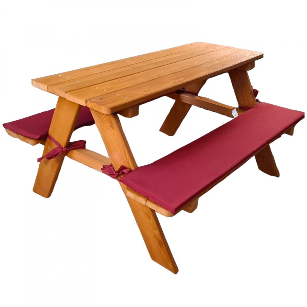 Ginger Home Set masuta de gradina cu bancute din lemn si pernute sezut Brown