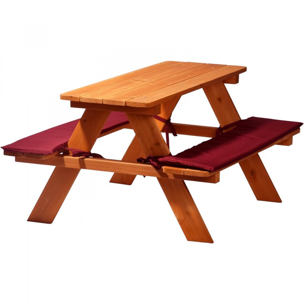 Ginger Home Set masuta de gradina cu bancute din lemn si pernute sezut Brown