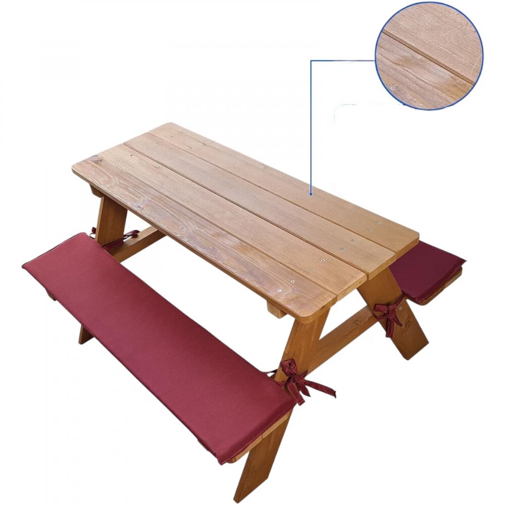 Ginger Home Set masuta de gradina cu bancute din lemn si pernute sezut Brown