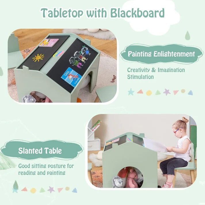 Ginger Home Set masuta multifunctionala cu 2 scaunele pentru desen si scriere Multi Activity