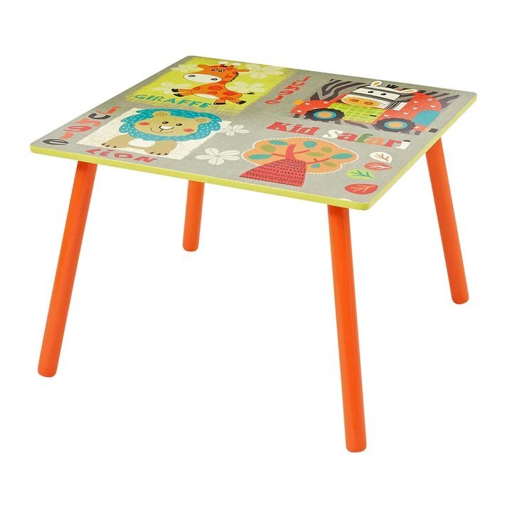 Ginger Home Set masuta si 2 scaunele cu spatar din lemn Safari Margini rotunjitepotrivit pentru activitatitemegradinitaafter schoolgreutate suportata 40kg