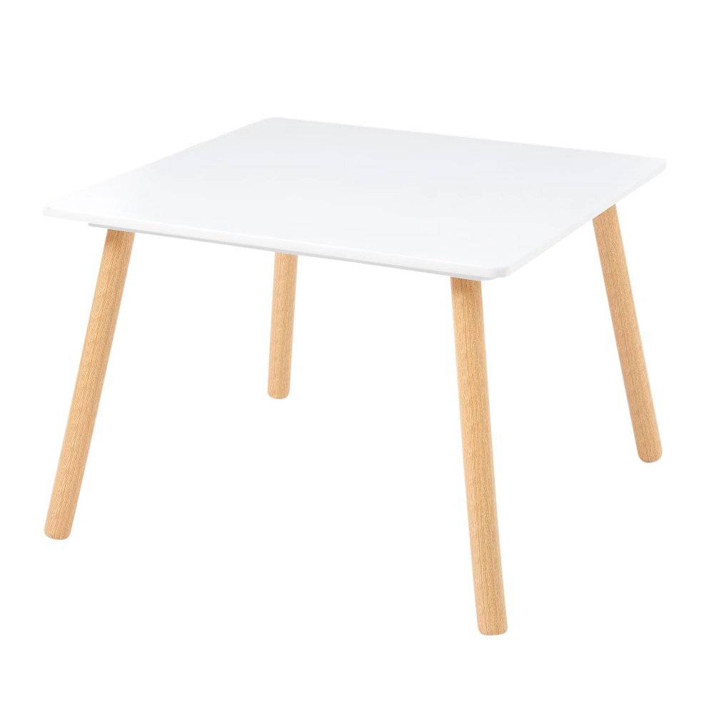 Ginger Home Set masuta si 2 scaunele cu spatar pentru copii AlbNatur din lemnMargini rotunjitepotrivit pentru activitatitemegradinitaafter schoolgreutate suportata 40kg