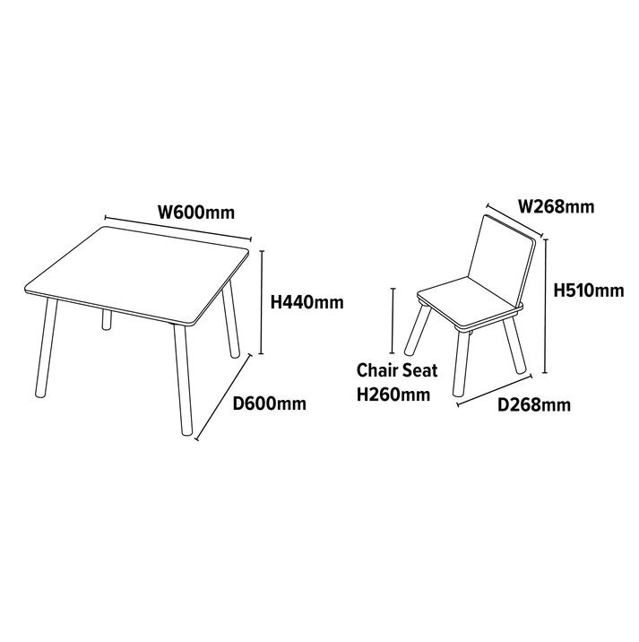 Ginger Home Set masuta si 2 scaunele cu spatar pentru copii AlbNatur din lemnMargini rotunjitepotrivit pentru activitatitemegradinitaafter schoolgreutate suportata 40kg