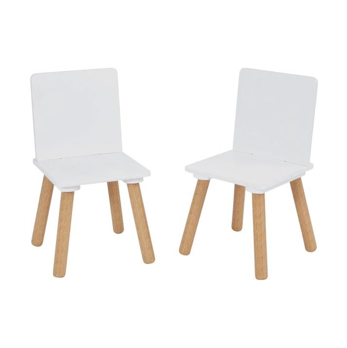Ginger Home Set masuta si 2 scaunele cu spatar pentru copii AlbNatur din lemnMargini rotunjitepotrivit pentru activitatitemegradinitaafter schoolgreutate suportata 40kg