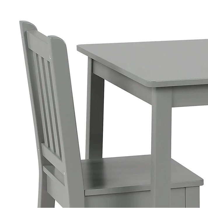 Ginger Home Set masuta si 2 scaunele cu spatar pentru copii Gri din lemn margini rotunjitepotrivit pentru activitatitemegradinitaafter schoolgreutate suportata 40kg