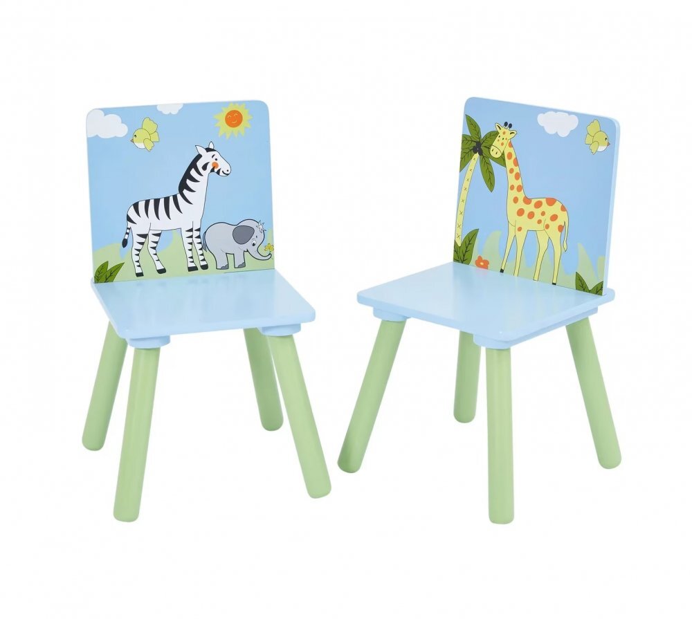 Ginger Home Set masuta si 2 scaunele cu spatar pentru copii Savanna din lemn Margini rotunjitepotrivit pentru activitatitemegradinitaafter schoolgreutate suportata 40kg