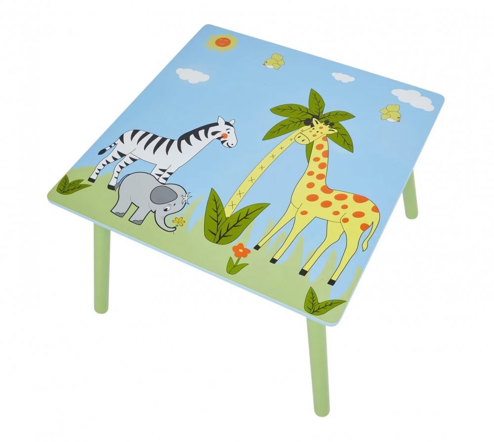 Ginger Home Set masuta si 2 scaunele cu spatar pentru copii Savanna din lemn Margini rotunjitepotrivit pentru activitatitemegradinitaafter schoolgreutate suportata 40kg