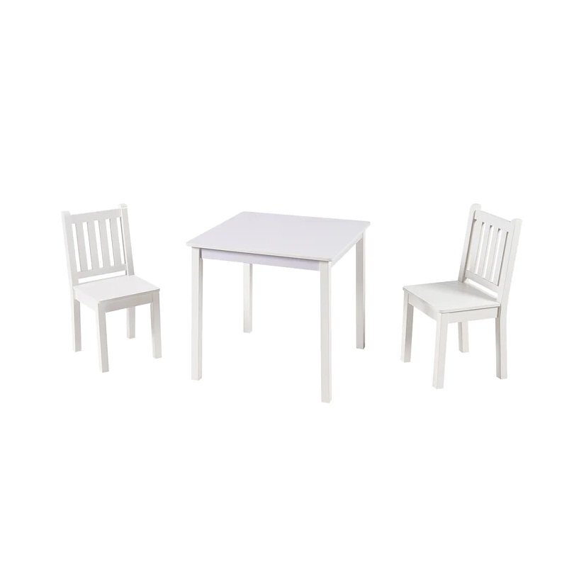 Ginger Home Set masuta si 2 scaunele cu spatar pentru copii White din lemn margini rotunjitepotrivit pentru activitatitemegradinitaafter schoolgreutate suportata 40kg