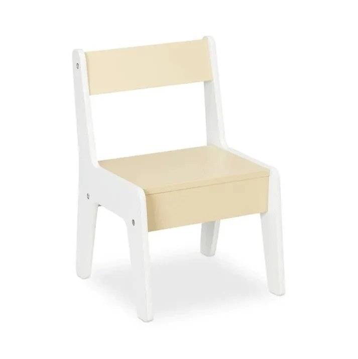 Ginger Home Set masuta tip birou cu scaunel din lemn pentru scrisdesenat AlbGalben