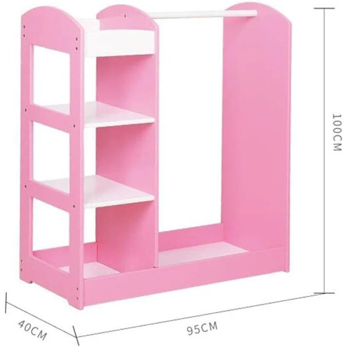 Ginger Home Stand pentru imbracaminte copii Mirror Pink cu 4 politebara pentru umeraseraft si oglinda dimensiune 93.5x38x100.3 cm