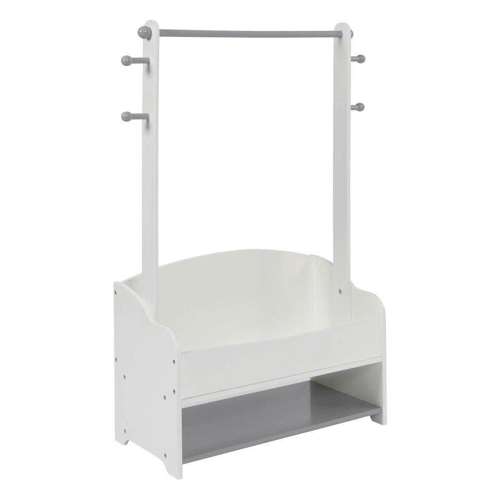 Ginger Home Suport pentru haine copii AlbGri cu raft depozitarepolitacuier si bara pentru umerase