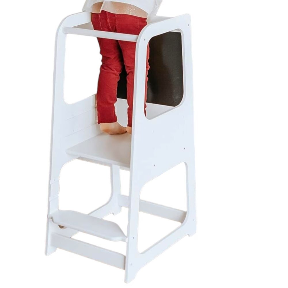 Ginger Home Turn de invatare din lemn pin si MDF design Montessori Tower cu tabla si inaltime reglabilamargini si colturi rotunjite pentru siguranta maximastructura stabila in forma Adimensiune 40x44x90 cm