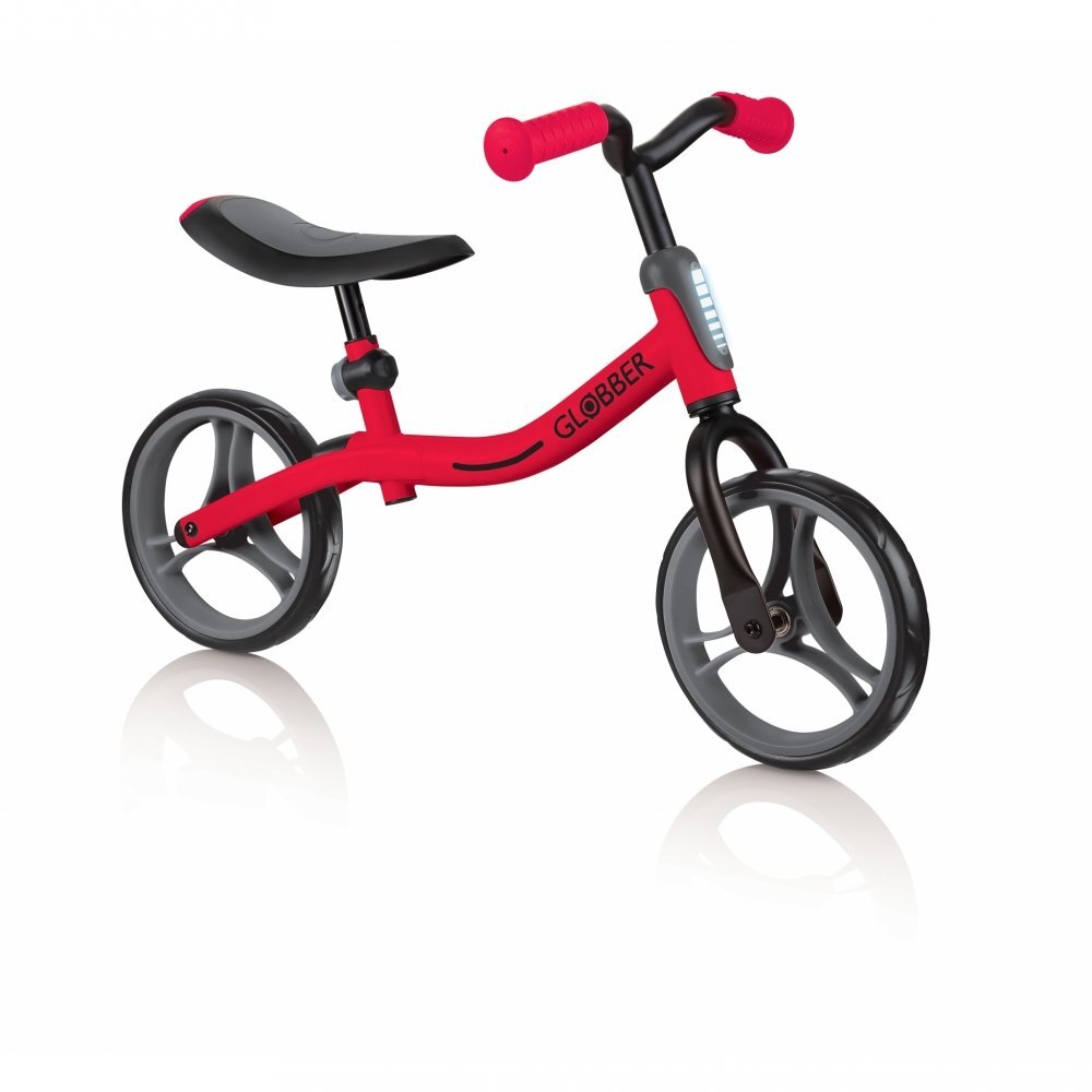 Globber Bicicleta copii fara pedale Go Bike Rosie 8.5 inch scaun reglabil pe 3 nivele de inaltime 33-37 cm 2-5 ani greutate maxima 20 kg stickere reflectorizante pe ghidon cadru foarte usor si robust