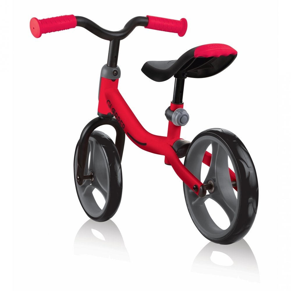 Globber Bicicleta copii fara pedale Go Bike Rosie 8.5 inch scaun reglabil pe 3 nivele de inaltime 33-37 cm 2-5 ani greutate maxima 20 kg stickere reflectorizante pe ghidon cadru foarte usor si robust