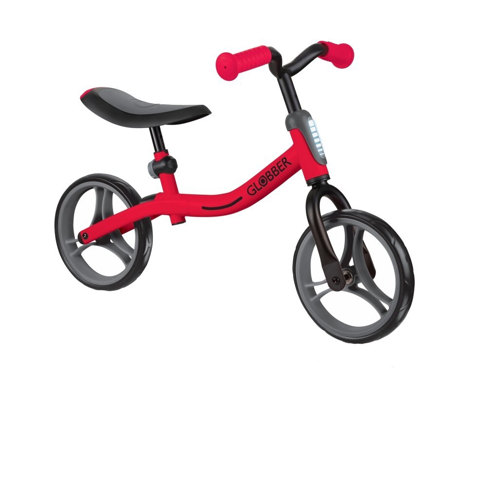Globber Bicicleta copii fara pedale Go Bike Rosie 8.5 inch scaun reglabil pe 3 nivele de inaltime 33-37 cm 2-5 ani greutate maxima 20 kg stickere reflectorizante pe ghidon cadru foarte usor si robust
