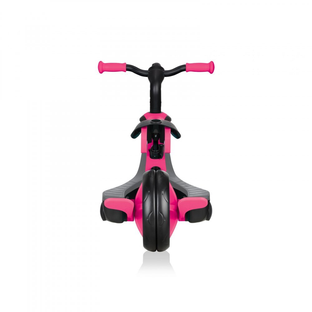 Globber Tricicleta pentru copii Explorer 4 in 1 Roz cu control parental de la 10 luni parasolar anti UV ajustabil suport de picioare detasabil scaun ajustabil pe inaltime