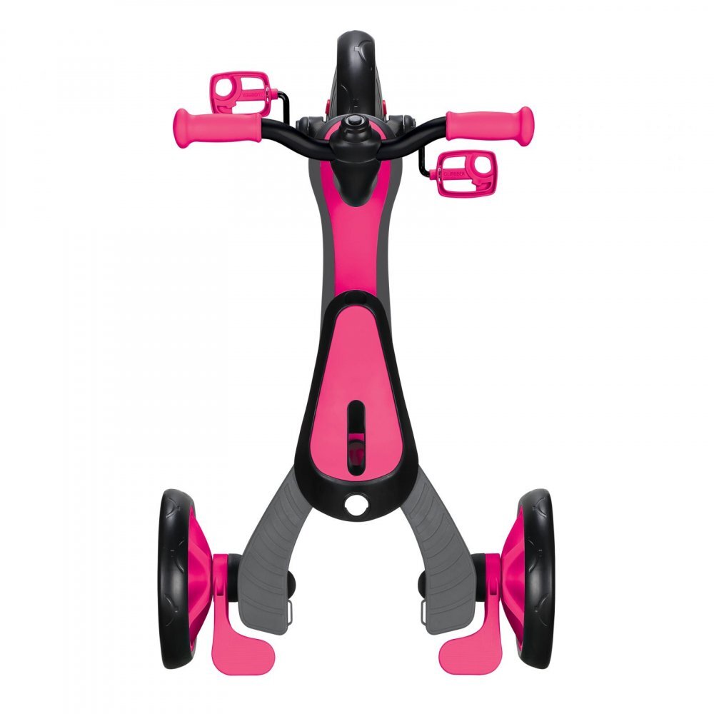 Globber Tricicleta pentru copii Explorer 4 in 1 Roz cu control parental de la 10 luni parasolar anti UV ajustabil suport de picioare detasabil scaun ajustabil pe inaltime