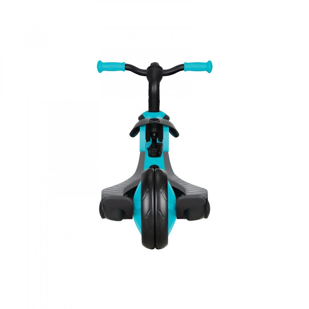 Globber Tricicleta pentru copii Explorer 4 in 1 Turquoise cu control parental de la 10 luni parasolar anti UV ajustabil suport de picioare detasabil scaun ajustabil pe inaltime