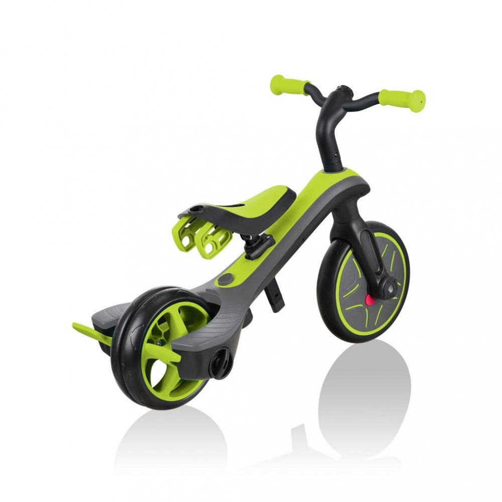 Globber Tricicleta pentru copii Explorer 4 in 1 Verde cu control parental de la 10 luni parasolar anti UV ajustabil suport de picioare detasabil scaun ajustabil pe inaltime