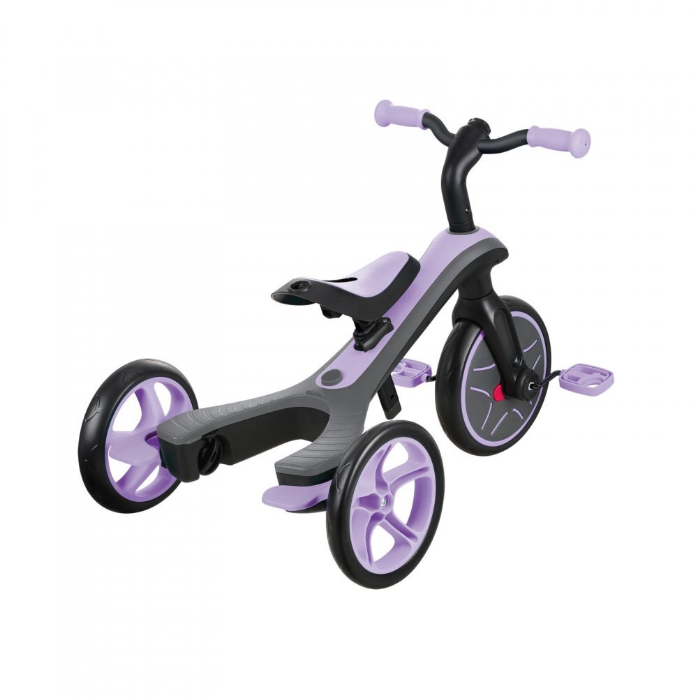 Globber Tricicleta pentru copii Explorer 4 in 1 Violet cu control parental de la 10 luni parasolar anti UV ajustabil suport de picioare detasabil scaun ajustabil pe inaltime