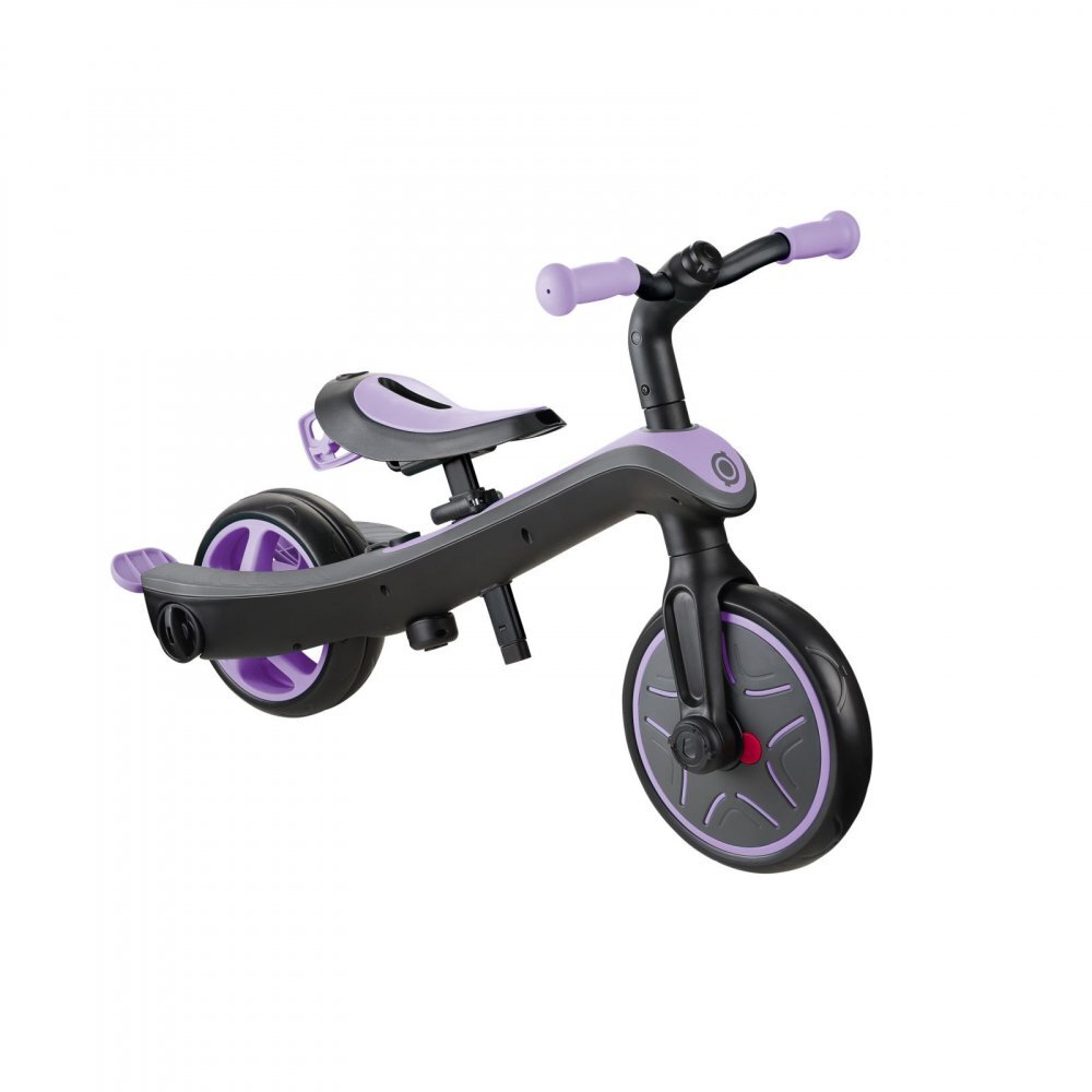 Globber Tricicleta pentru copii Explorer 4 in 1 Violet cu control parental de la 10 luni parasolar anti UV ajustabil suport de picioare detasabil scaun ajustabil pe inaltime