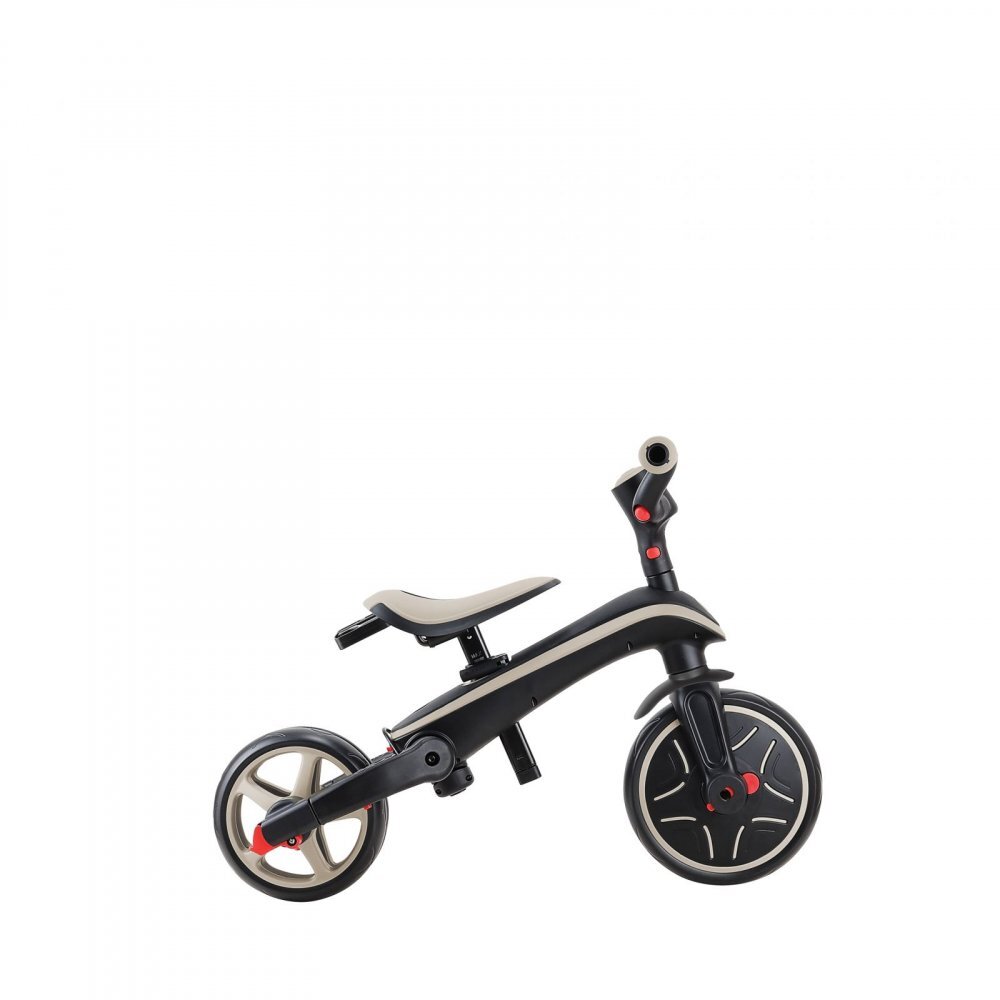 Globber Tricicleta pentru copii Explorer Bej 4 in 1 pliabila maner pentru controlul directiei scaun ajustabil pe inaltime suport pentru picioare roti din cauciuc Eva sistem roata libera de la 10 luni