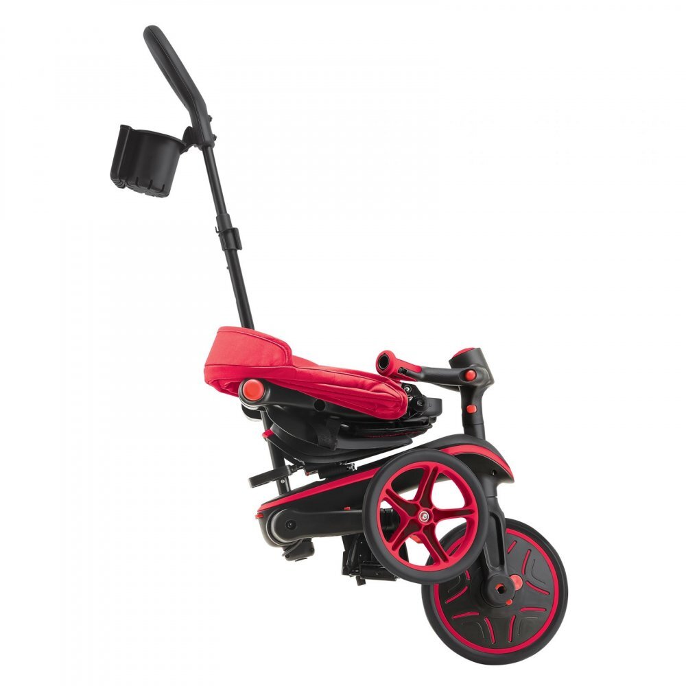 Globber Tricicleta pentru copii Explorer Rosu 4 in 1 pliabila maner pentru controlul directiei scaun ajustabil pe inaltime suport pentru picioare roti din cauciuc Eva sistem roata libera de la 10 luni