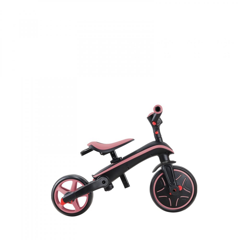 Globber Tricicleta pentru copii Explorer Roz Pal 4 in 1 pliabila maner pentru controlul directiei scaun ajustabil pe inaltime suport pentru picioare roti din cauciuc Eva sistem roata libera de la 10 luni
